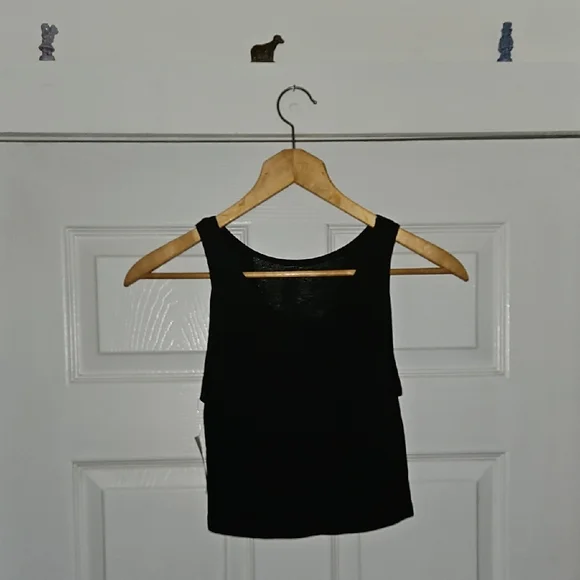 Buckle Black Sleeveless Tank Top With Mesh Window M - Picture 4 of 4